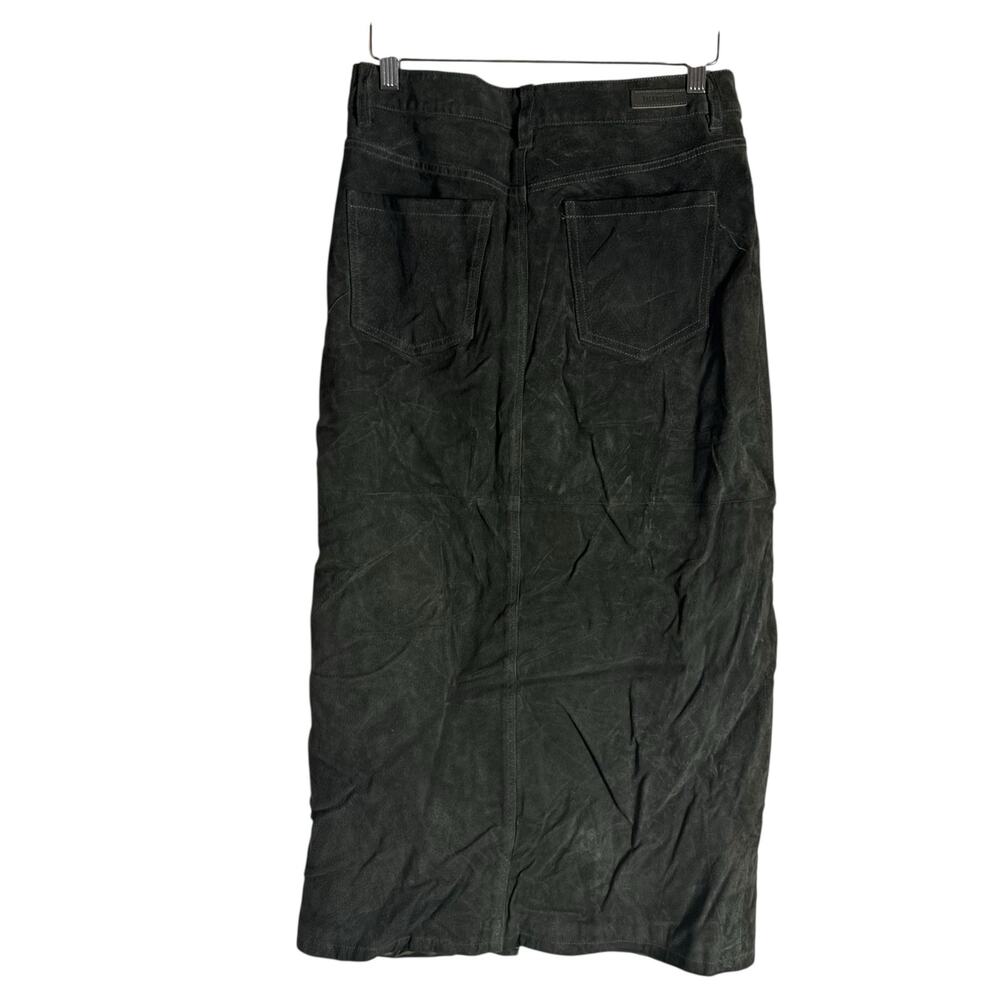 BlankNYC Hunter Green Retro Suede Leather Front Slit Pencil Midi Skirt Size 27 - Picture 12 of 16